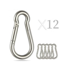 LABLT 12 Pcs 304 Stainless Steel Carabiner Clip Snap Hook For Hiking Fishing