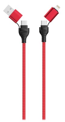 2GO 4in1 USB/Type C Datenkabel rot 120cm