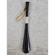 Vintage Shoe Horn Black Ribbed Handle Silver Accent Gold Cord Japan 9.75 Inch