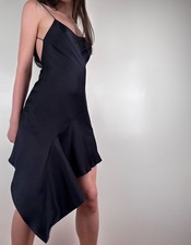John Galliano Black Asymmetric Backless Dress - F/W 1997 - Size 10
