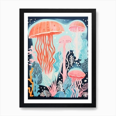 Niedliche Qualle Illustration Kunst Pr gerahmtes Wandbild Poster Leinwanddruck Bild