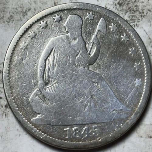 1845-O 50c Seated Liberty Half Dollar. Low Grade Circulated Details, Cleaned