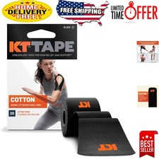 Black Elastic Kinesiology Athletic Tape - 20 Precut Strips for Easy Relief