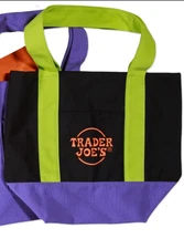 🦇🦇Trader Joes Mini Canvas Tote Bag Green and Black 🦇🦇