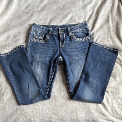 VIGOSS Women's Bootcut Blue Medium Wash Denim Jeans Solid 5-Pocket Size 11