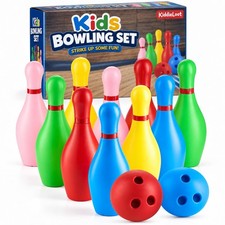 Kids Bowling Set with 10 Pins  2 Balls Indoor Outdoor Bowling Game