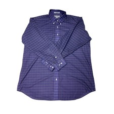 Paul Fredrick Mens Tailored Fit Plaid Button Down Shirt 17 1/2-35 Cotton
