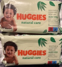 2 Packs Huggies Baby Wet Wipes Natural Care Aloe Vera  56 Wipes Per Pack