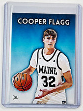 Cooper Flagg Artist Signed Limited Edition "Maine United" Trading Card 2/10