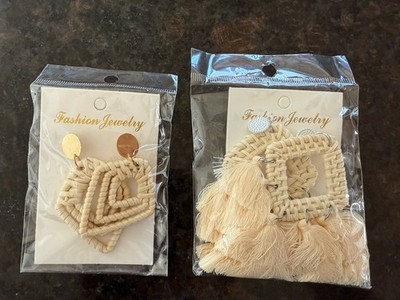 Fashion Jewelry Pierced Earrings - 2 Pair Ivory Hanging Earrings New In Package