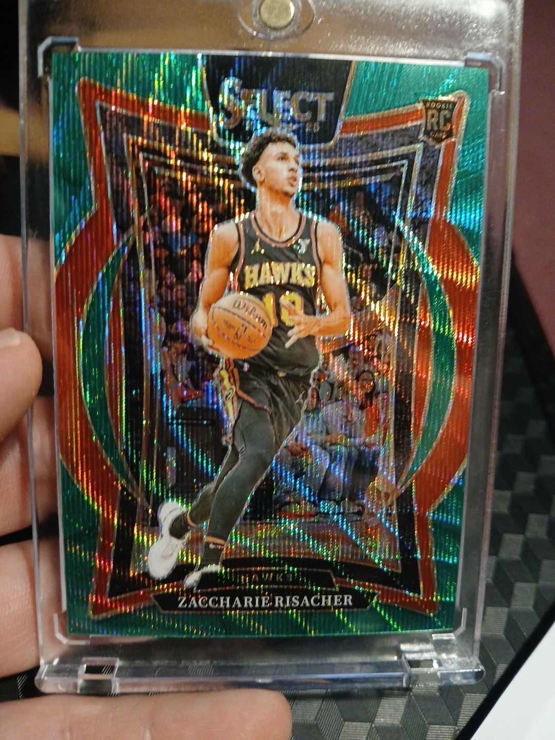 Zaccharie Risacher 2024-25 Panini Select Green Wave Prizm #86 (RC) Concourse /50