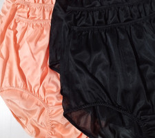 6 Nylon Panties/ High Waisted/ Double Nylon Layer Crotch/ BLack ORANGE/ Size XL