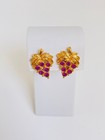Vintage Avon Gold Purple Rhinestone Grapes Bunch Leaf Leaves Pierced Earrings — photo 6