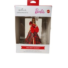 Hallmark Barbie Holiday Ornament 2024 Christmas Tree Decoration Red Plaid Gown
