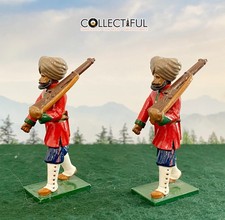LEAD INDIAN SOLDIERS MARCHING W/ RIFLES X2 - SIKH - BRITAINS SIZE   1405