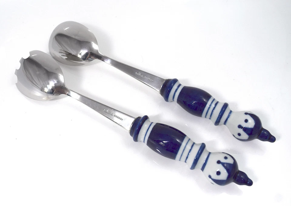 Rosenthal SIENA Besteck Salatbesteck blau weiß Keramik Edelstahl 18/8 - Bild 3 von 4