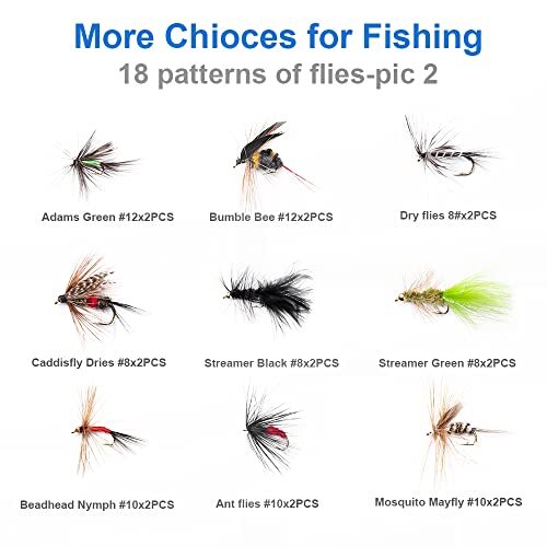 36pcs Fly Fishing Flies Kit Hand Tied Trout Bass Fly Assortment With