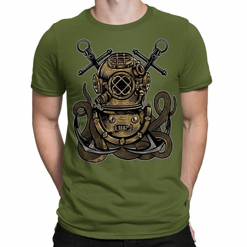 Diver Octopus Helmet Mens tshirt top T-Shirt - Photo 17 sur 20
