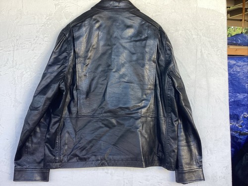 Cole Haan Men’s Lambskin Black Leather Collared Jacket - Picture 7 of 8