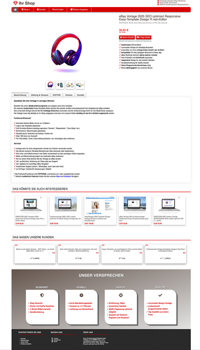 eBay Vorlage 2025 SEO optimiert Responsive Easy-Template Design R red+Editor - Picture 4 of 7
