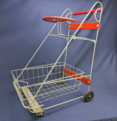 VINTAGE METAL SHOPPING CART DOLL-E-TOYS 23 1/2” TALL AMACO TOYS