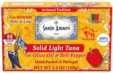 6 Pk Santo Amaro Pole & Line Wild Tuna Fillets in Virgin Olive Oil - BELL PEPPER