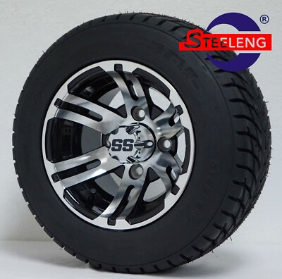 GOLF CART 10'' MACHINED BULLDOG WHEELS and 205/50-10 DOT LOW PROFILE TIRES (4) 