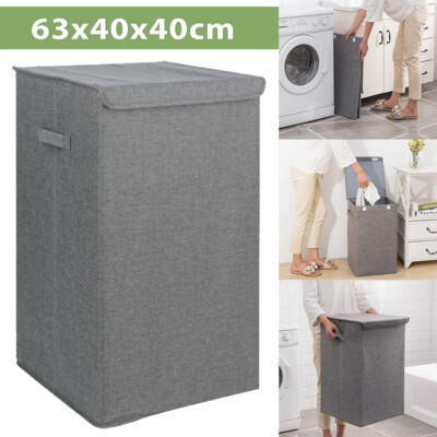 Large Laundry Basket Washing Clothes Storage Foldable Basket Bin Hamper Lid Bag