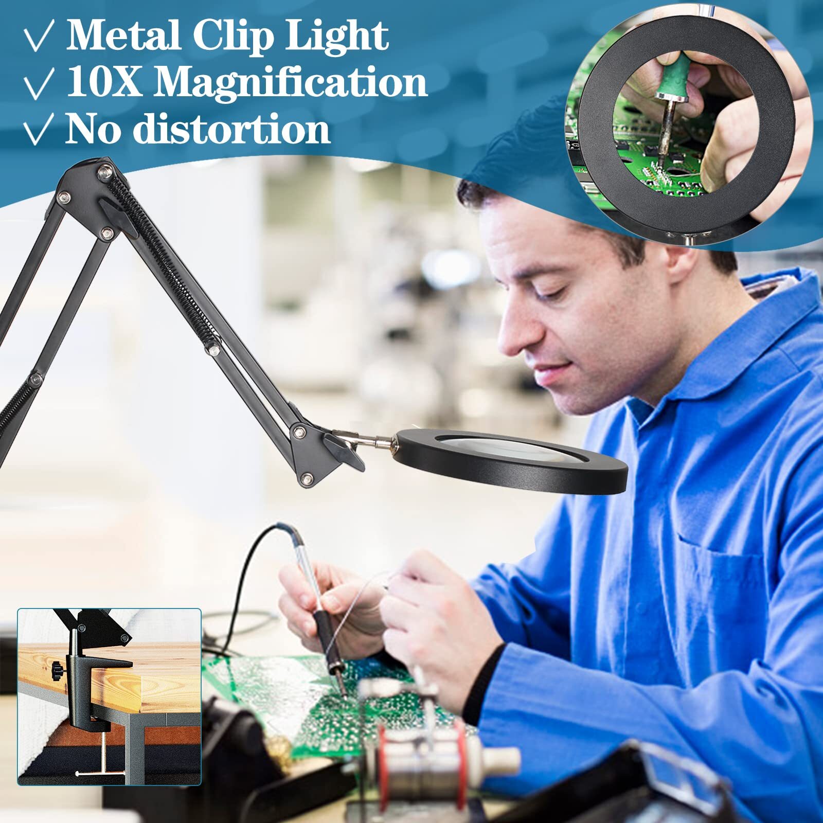 10x Magnifying Glass With Light And Stand Stepless Dimming 3 Color ...