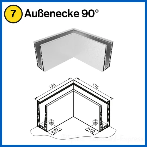 Bodenprofil Eco Ganzglasgeländer Glasgeländer Geländer Glas Alu 1,0kN Aufgesetzt - Bild 17 von 54