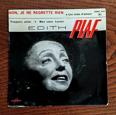 EDITH PIAF RARO EP 7'' NON JE NE REGRETTE RIEN + 3  - COLUMBIA ESRF 1312 45 TOURS