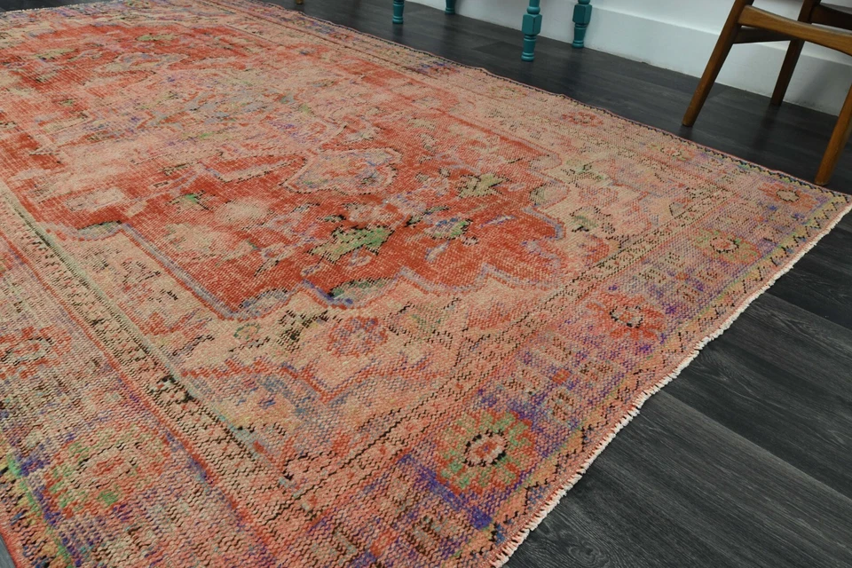 Alfombra 5,9 x 9,7 pies, DE COLECCIÓN, alfombra turca, alfombra OUSHAK, lana, hecha a mano, decoración del hogar Foto 4 de 4