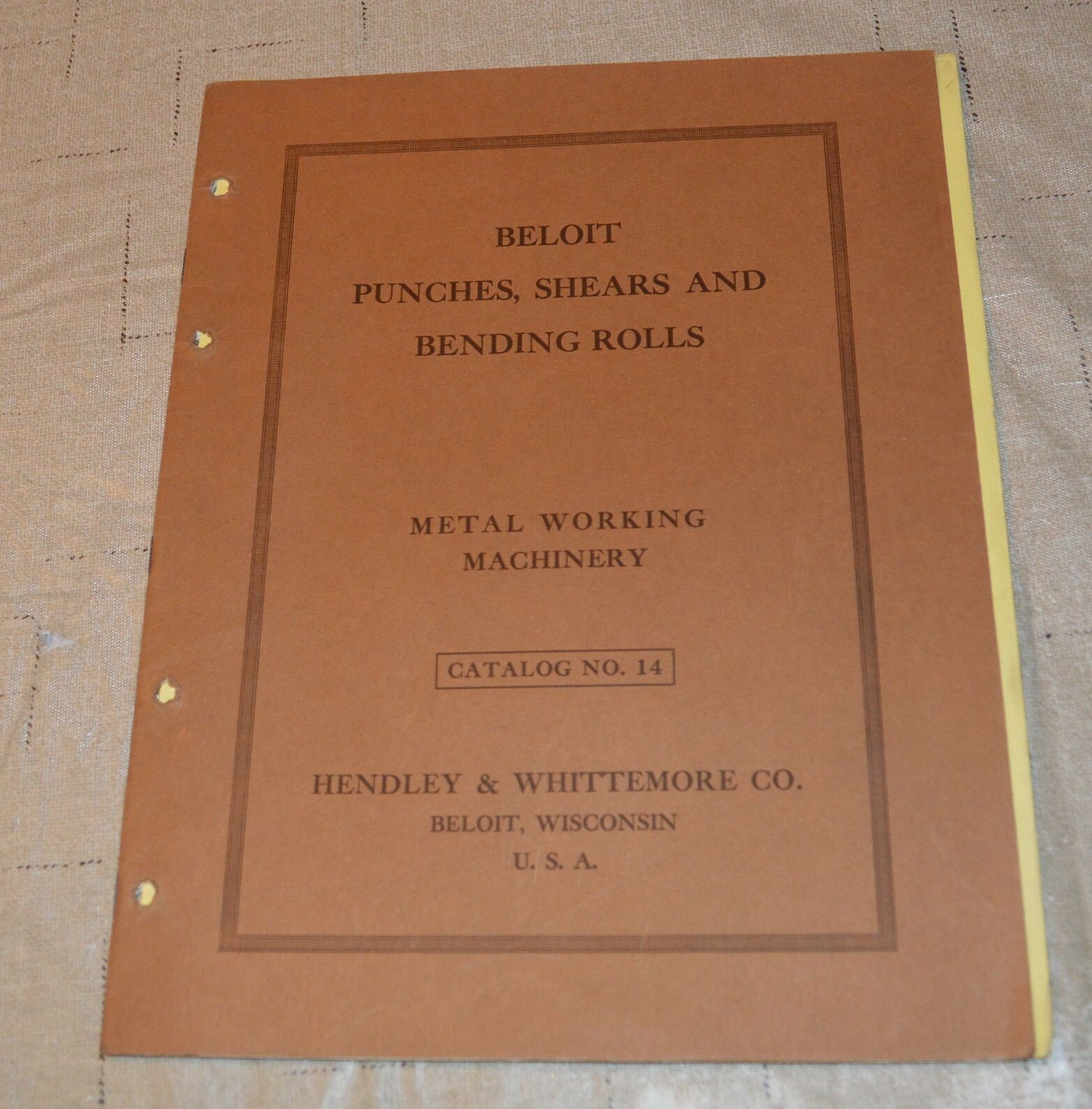 1937 Hendley & Whittemore Beloit Wisconsin Punches Shears Bending Rolls