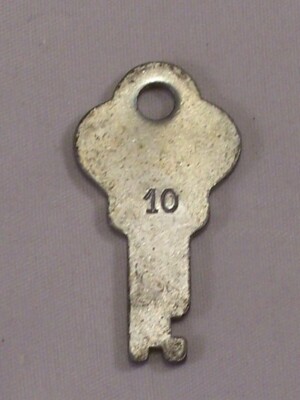 Vintage SOSY Flat Key # 10 Trunk Steamer Suitcase Luggage Chest Locker