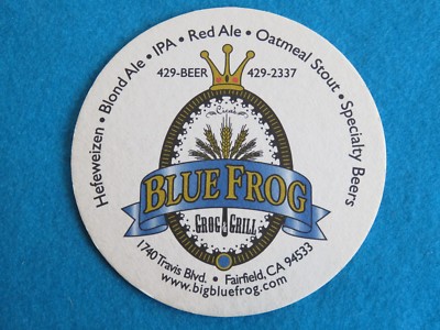 Bar Coaster ~ BLUE FROG Grog & Grill ~ Fairfield, CALIFORNIA Blond Ale ** CLOSED