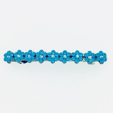 FLOWER BARRETTE use Swarovski Crystal Hair clip Hairpin Elegant Long Blue 12-6