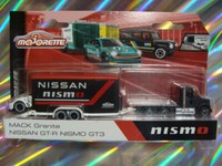 Majorette 2023 Nissan GT-R Nismo GT3 Mack Granite Mit Race Trailer 1:60 Ovp