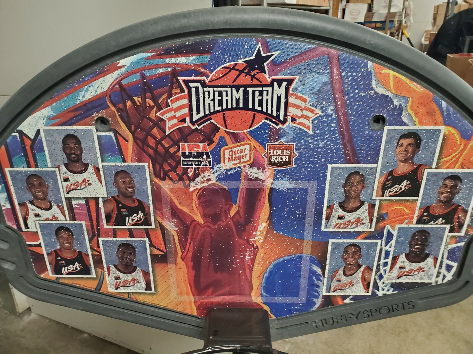 1996 Dream Team Huffy Sports Basketball Backboard and hoop with stand