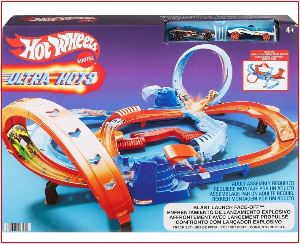 Hot Wheels ULTRA HOTS BLAST LAUCH FACE-OFF Track Set + 2