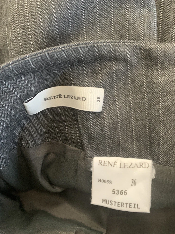 RENE LEZARD 灰色条纹腰带直筒短裙 36 码 — 第 4/4 张图片