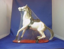 VINTAGE OHIO PLASTICS WHITE SEMI-REARING WESTERN HORSE 1970'S SEALED WITH TACK