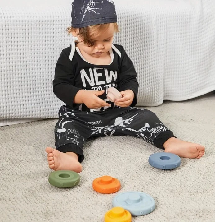 Stacking Rings Baby Teething Toy Stack 6 Ring Tower Infant Soft Building Block - Image 3 of 4