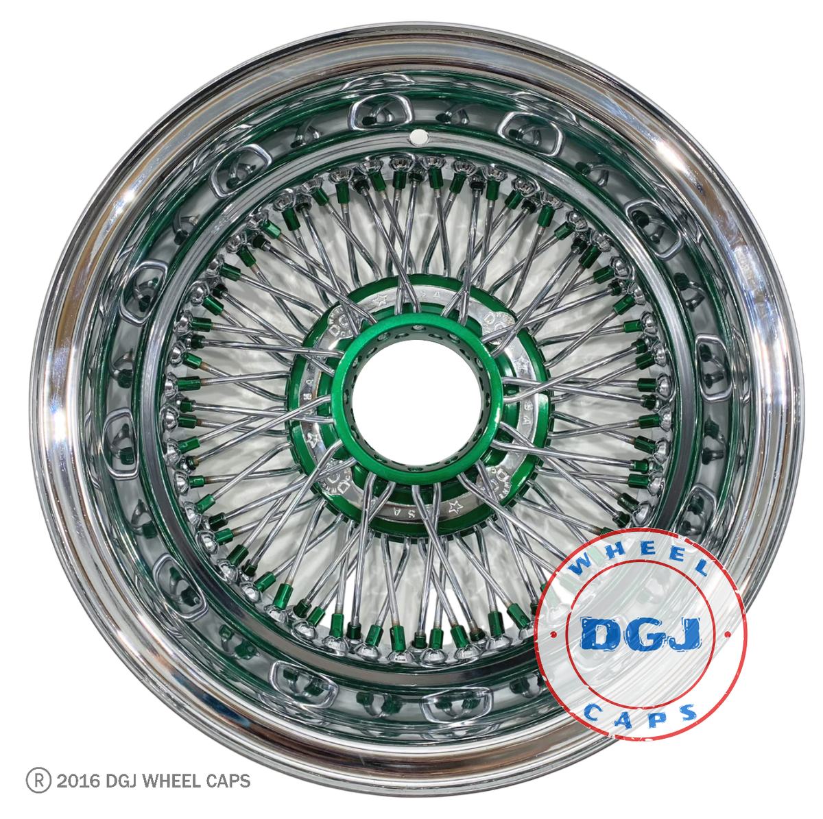 DGJ WHEEL 13x7 Rev 72 Cross Lace Candy Green Nipples & Hub