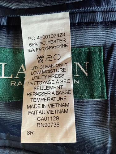 Lauren Ralph Lauren Jacket and Pant Navy Blue Suit Boy's 8 R - Picture 4 of 4