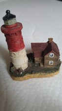 A934) Leuchtturm lighthouse tower Polyresin Modell Eisenbahn Aquarium 8x9cm rot