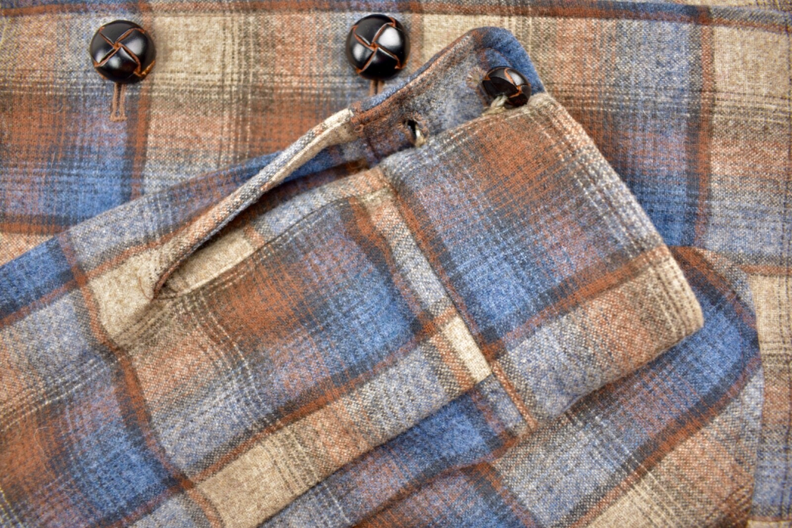 Pendleton Brown/Blue Plaid Wool Button Front Long… - image 2