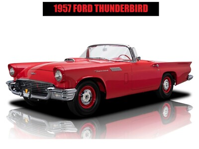 1957 Ford Thunderbird NEW Metal Sign: Sharp Red Convertible! | eBay