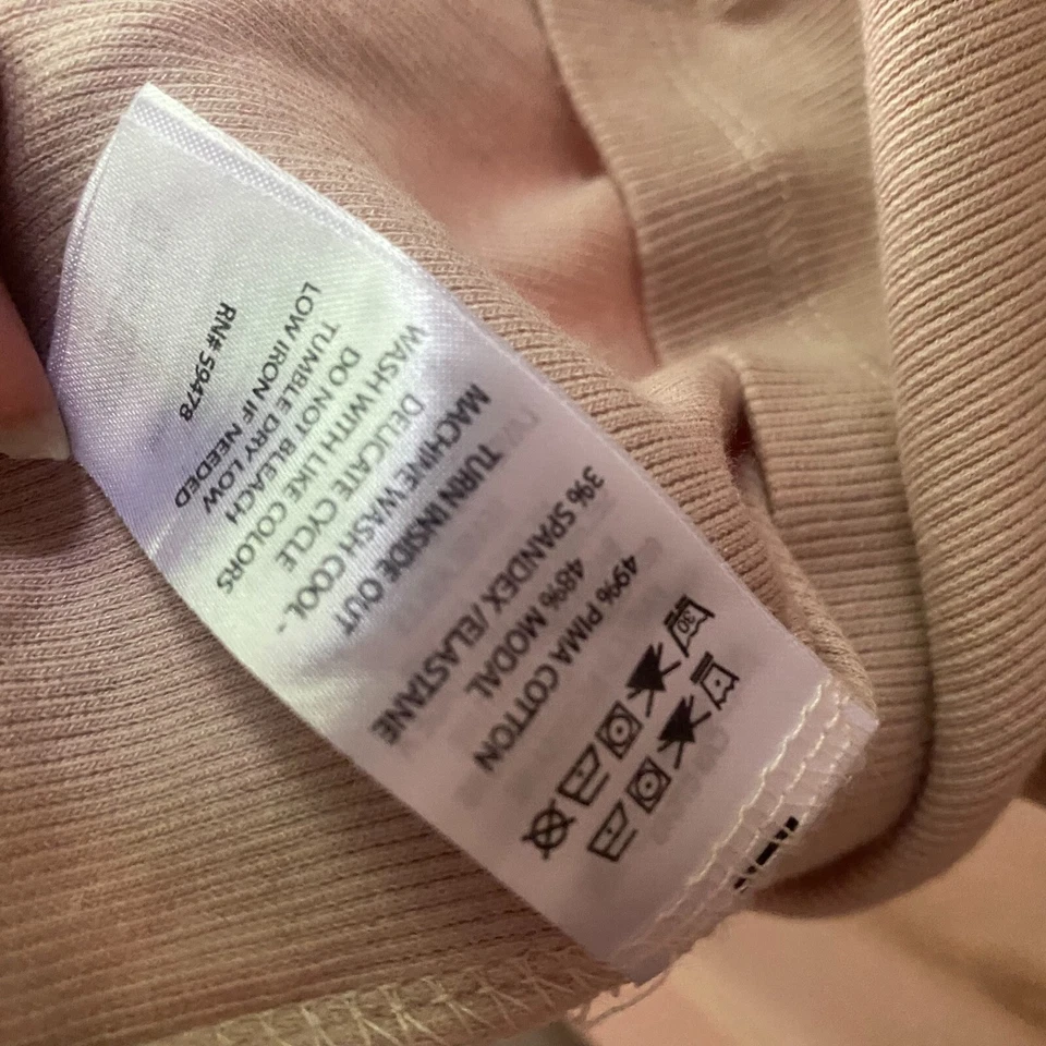 JOIE 棕褐色 Pima 棉罗纹针织模拟领半袖上衣 M 安静豪华 — 第 4/4 张图片