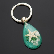 Shells Starfish Sea Ocean Glitter Crystal Lucite Resin Drop Keychain Lovers Gift