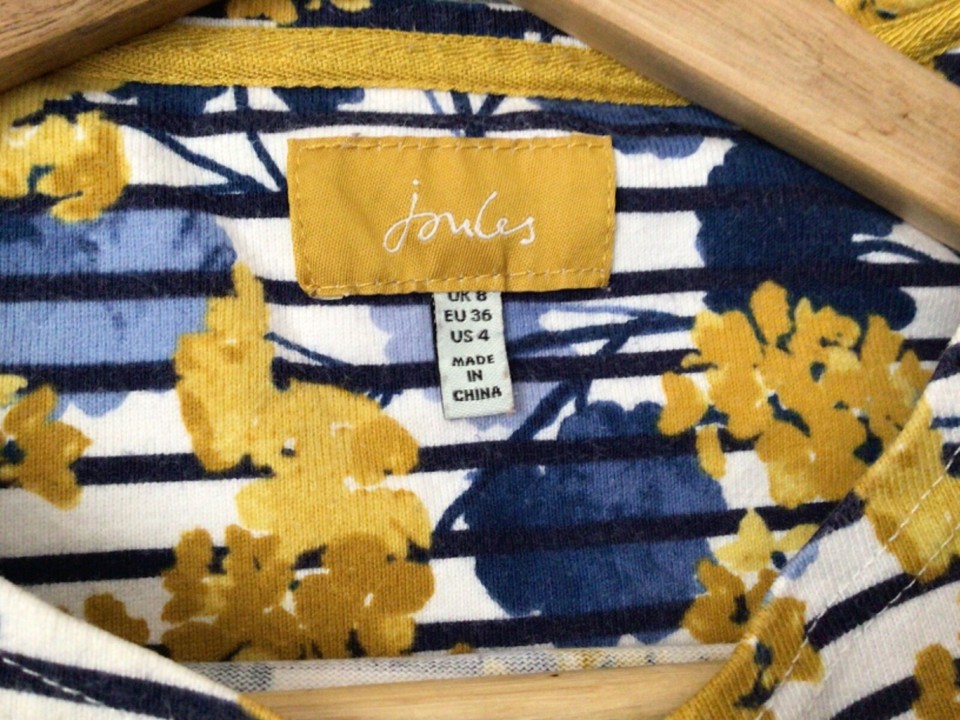 Ladies Joules 100 cotton size 8 floral striped long sleeve Top/T shirt